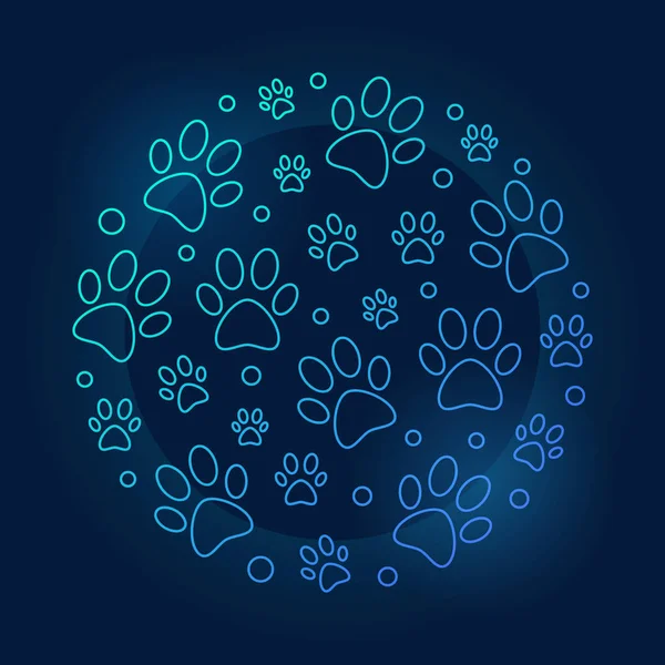 Animali domestici impronte rotondo blu schema vettoriale illustrazione — Vettoriale Stock