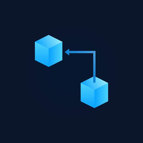 Concepto de tecnología Blockchain icono azul brillante o signo — Archivo Imágenes Vectoriales