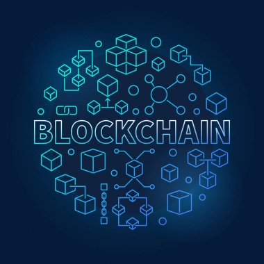 Blockchain teknoloji mavi modern yuvarlak vektör çizim