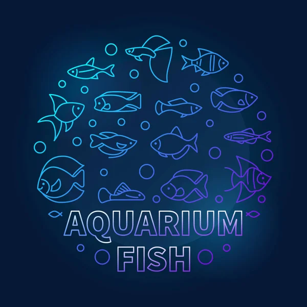 Aquarium fish in circle shape vector blue illustration — Stock Vector