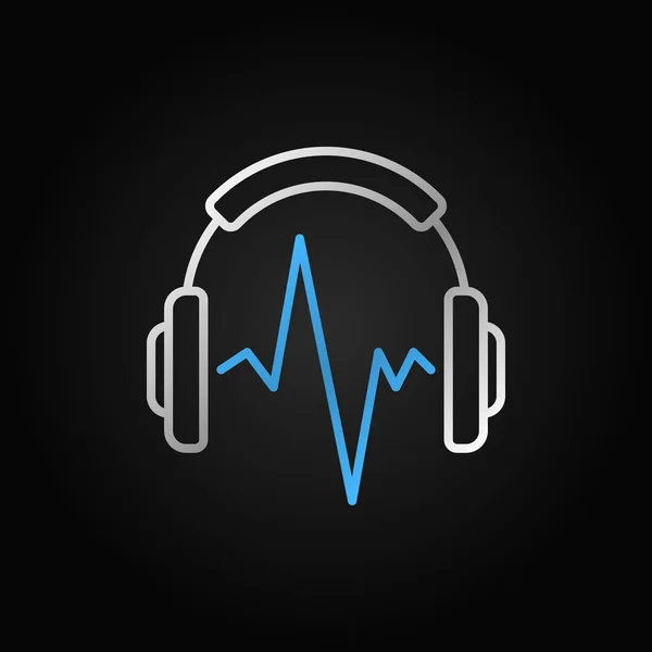 Casques de musique argent avec icône vectorielle d'onde sonore bleue — Image vectorielle