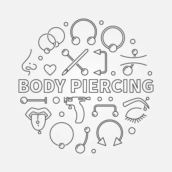 Illustration vectorielle ronde Body Piercing en ligne fine — Image vectorielle