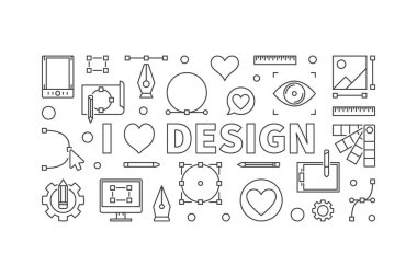 Tasarım vektör kavramı yatay anahat afiş seviyorum