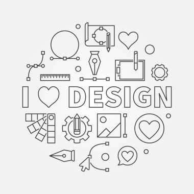 Vektör yuvarlak çizgi simge veya resim tasarım seviyorum