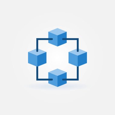 Blockchain vektör mavi simgesini veya tasarım öğesi