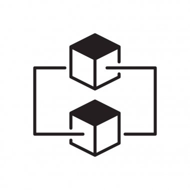 İki küp simge. Vektör bloğu zinciri sembolü