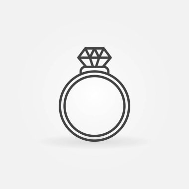 Elmas anahat simgesi ile halka. Vektör nişan yüzüğü işareti