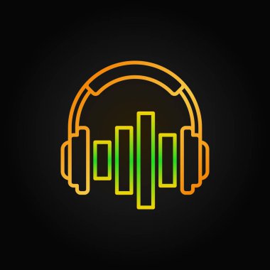 Altın müzik kulaklık ile ekolayzer vektör satırı simgesi