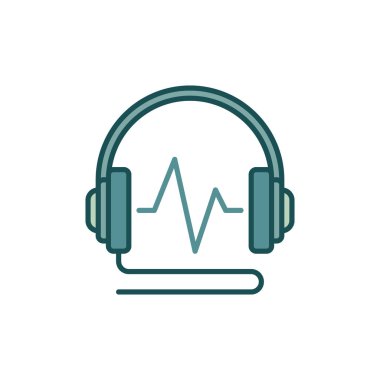 Ses dalgası renkli vektör simge veya logosu ile kablolu kulaklık