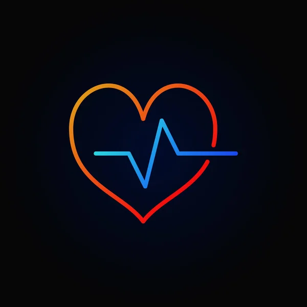 Καρδιακό κύκλο εικονίδιο χρωματιστό περίγραμμα. Διάνυσμα φωτεινό παλμό σημάδι — Διανυσματικό Αρχείο
