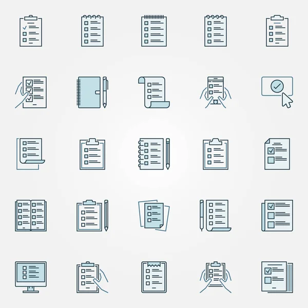 To Do List conjunto de ícones azuis - símbolos criativos da lista de verificação vetorial — Vetor de Stock