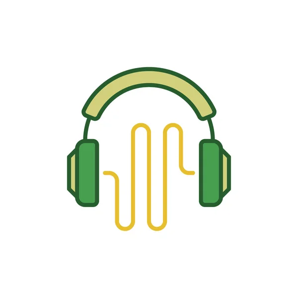 Διάνυσμα πράσινο ακουστικά με ηχητικό κύμα δημιουργικής εικονίδιο — Διανυσματικό Αρχείο