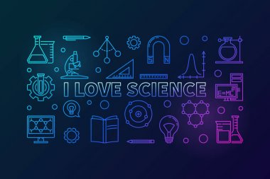 Bilim vektör yatay illüstrasyon renkli seviyorum