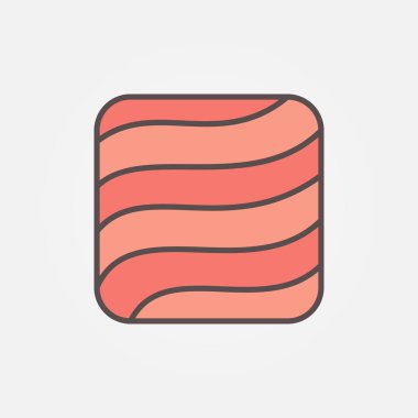 Kare kavramı simge veya işareti düz somon veya alabalık filetosu