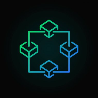 Blockchain renkli anahat vektör simgesi. Blok zinciri sembolü