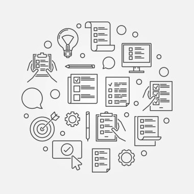 Doğrusal illüstrasyon planlama. Vektör yuvarlak sembolü