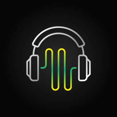 Vektör gümüş kulaklık ses dalgası doğrusal simgesiyle