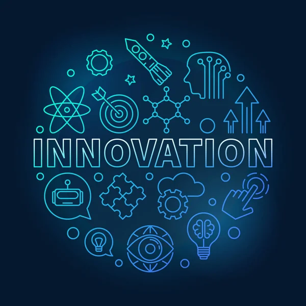 Ilustración lineal redonda vector de innovación azul — Archivo Imágenes Vectoriales