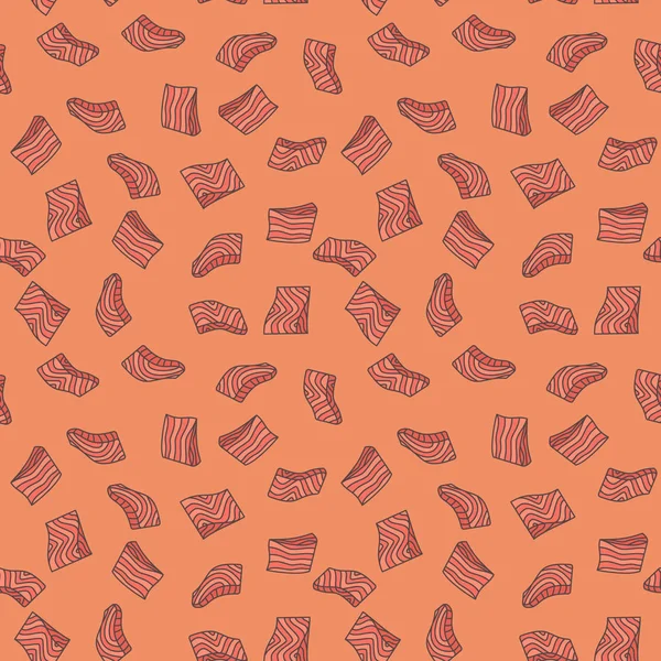 Pieces of salmon vector seamless pattern — Stock Vector