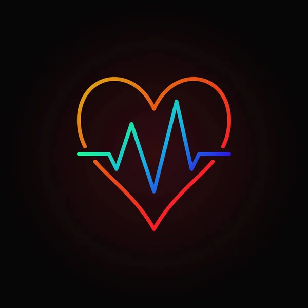 Heart beat vector colored icon. Heartbeat outline sign — Stock Vector