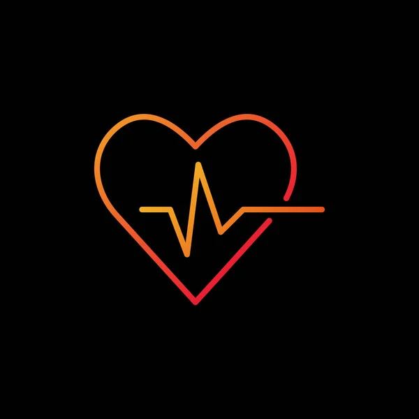 Ícone colorido de vetor de batimento cardíaco - símbolo de contorno de frequência cardíaca — Vetor de Stock