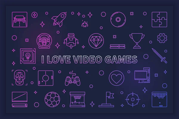 I Love Video Games vector modern illustration or banner — Stock Vector