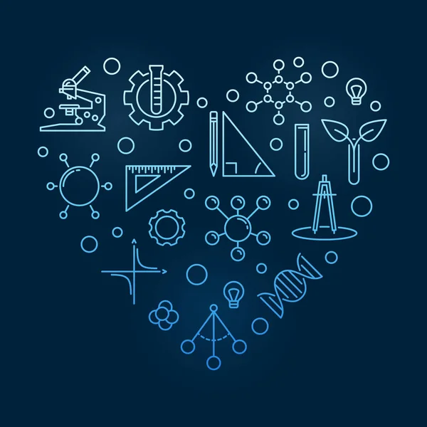 STEM Concepto de vector de corazón azul ilustración lineal moderna — Archivo Imágenes Vectoriales