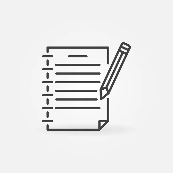 Caderno com lápis ou vetor de escrita ícone de esboço de conceito — Vetor de Stock