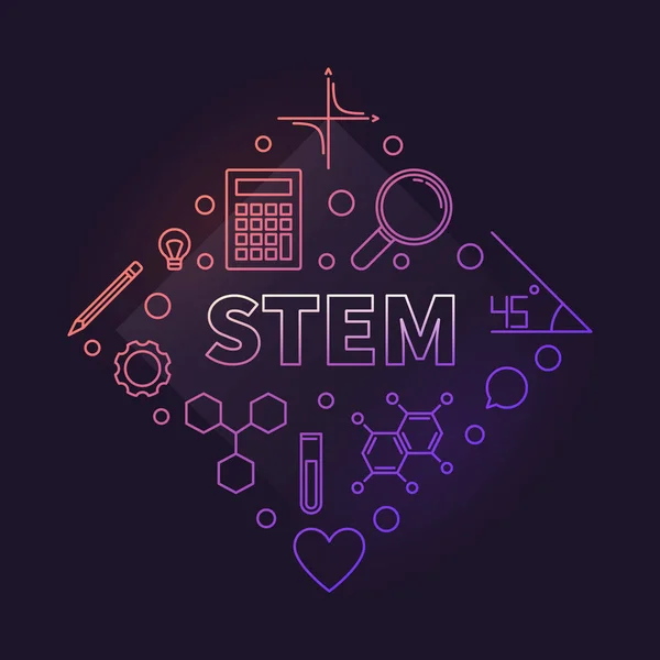 STEM vector concept colored illustration in outline style — Stock Vector