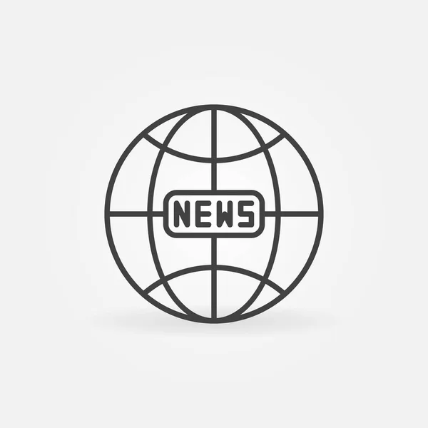 News globe terrestre contour icône. Vector global news Signe linéaire — Image vectorielle