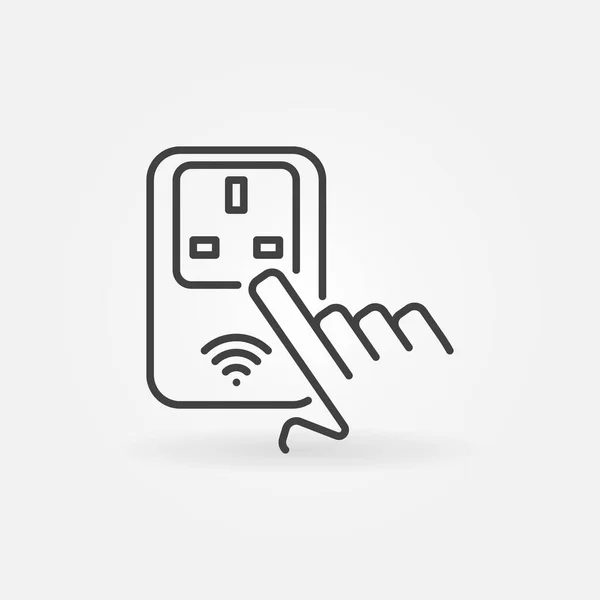 Hand and Wireless UK Smart Socket vector outline icon — 스톡 벡터