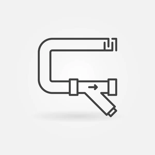 Pipe with Y-filter or Y strainer vector outline icon — 스톡 벡터