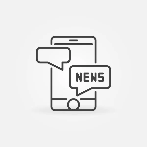 News speech bubbles in smartphone vector outline icon — 스톡 벡터