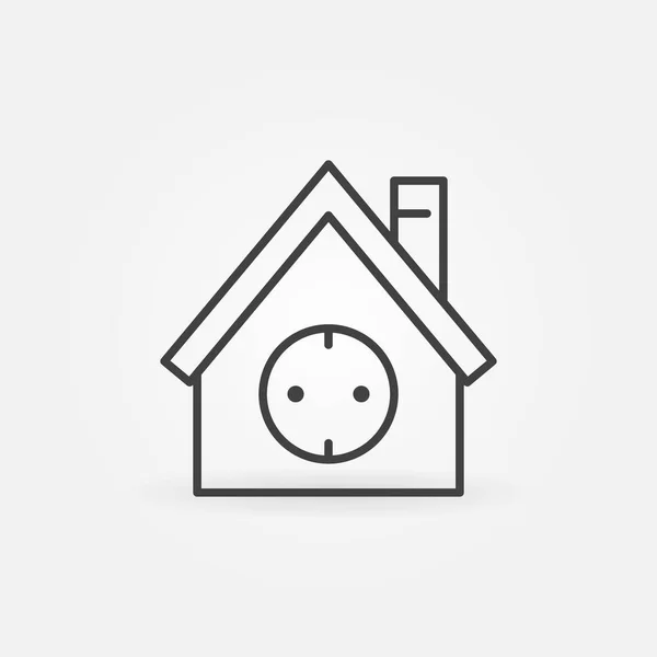 House with Socket outline icon. Vector smart home symbol — Stock vektor