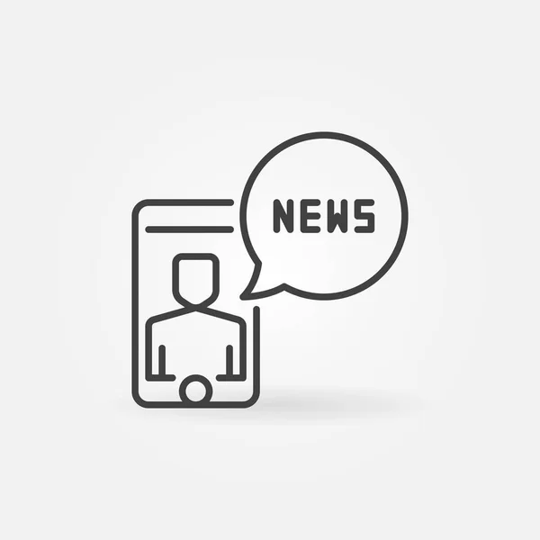 Smartphone with News Speech bubble vector concept line icon — 스톡 벡터