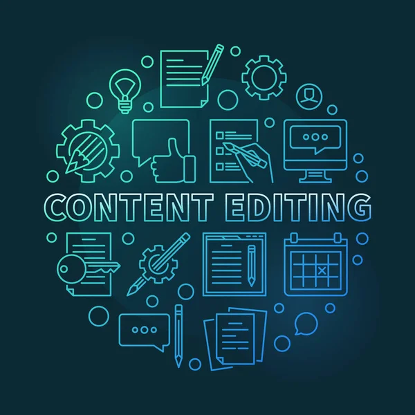 Content Editing vector round colorful outline illustration — Stok Vektör
