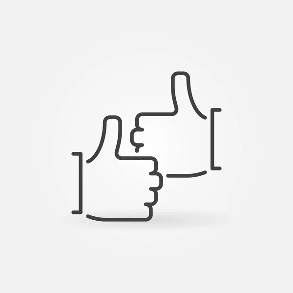 Two Thumb up vector outline concept icon — Stock Vector