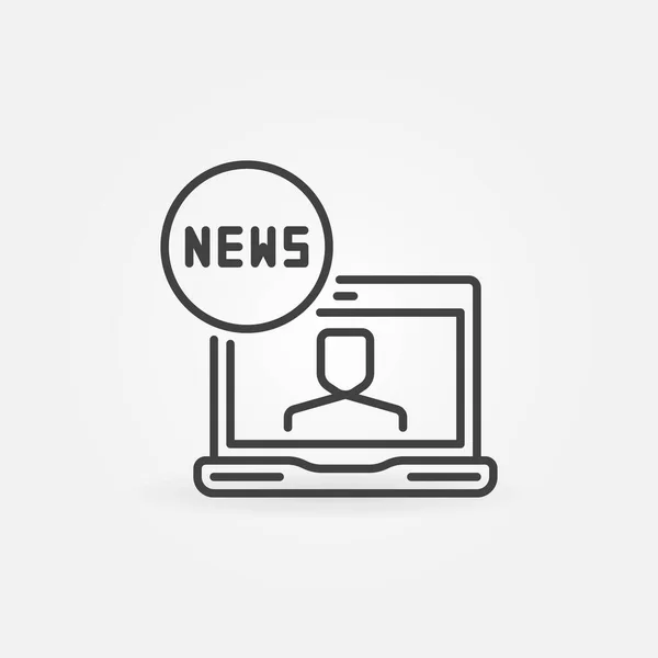 Hírek a laptop lineáris ikonról. Vector Online News koncepció jel — Stock Vector