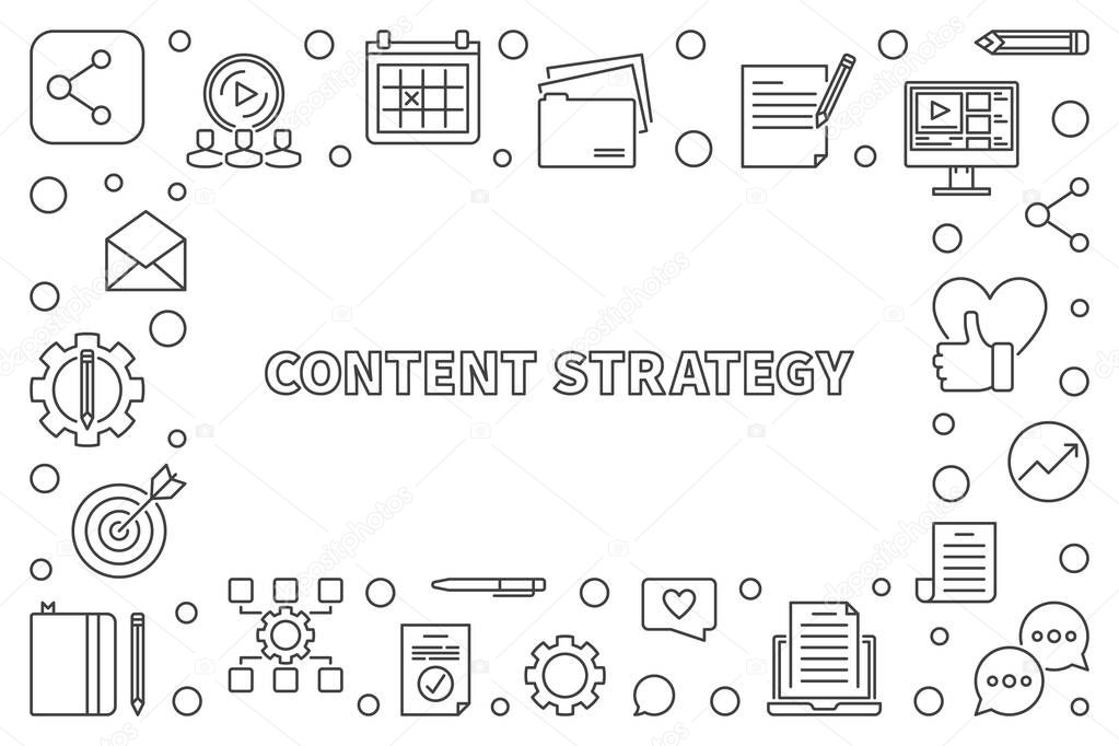 Content Strategy concept outline frame. Vector minimal illustration