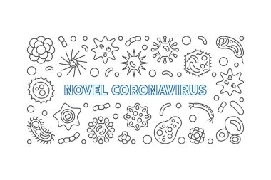 Roman Coronavirus vektör anahatları yatay resimleme