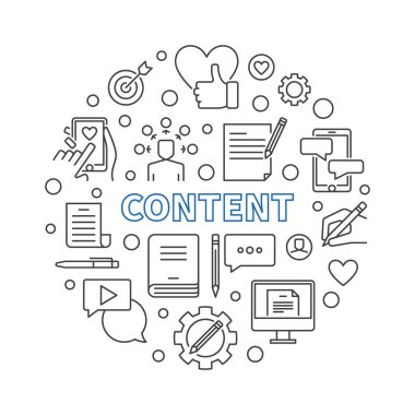 Content vector circular concept thin line illustration