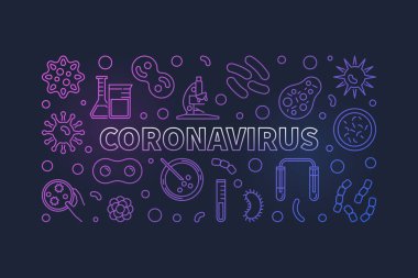 Coronavirus vector concept linear horizontal colorful illustration
