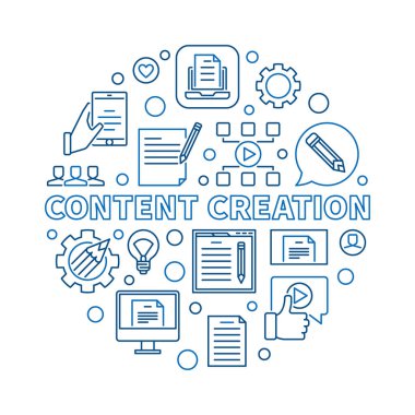 Content Creation vector circular concept linear illustration