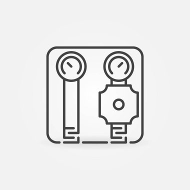 Direct distribution group with pump vector outline icon