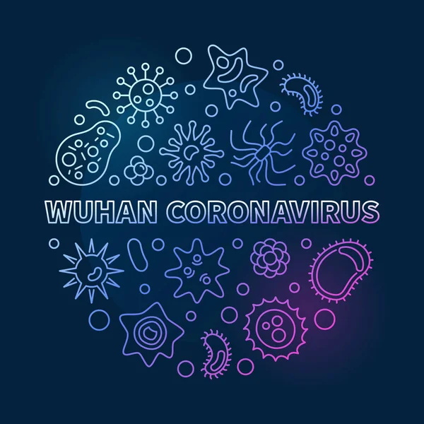 Wuhan Coronavirus vecteur concept linéaire coloré rond illustration — Image vectorielle