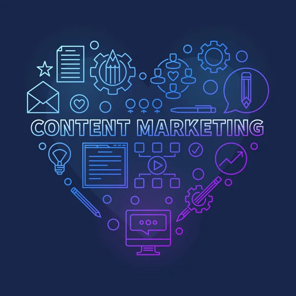 Content Marketing vector colored outline heart illustration — 图库矢量图片