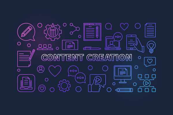 Цветной горизонтальный баннер вектора создания контента
