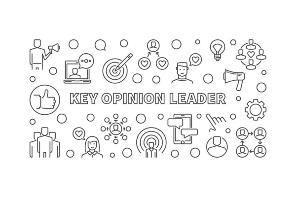 Bannière linéaire de leader d'opinion clé. Illustration vectorielle KOL — Image vectorielle