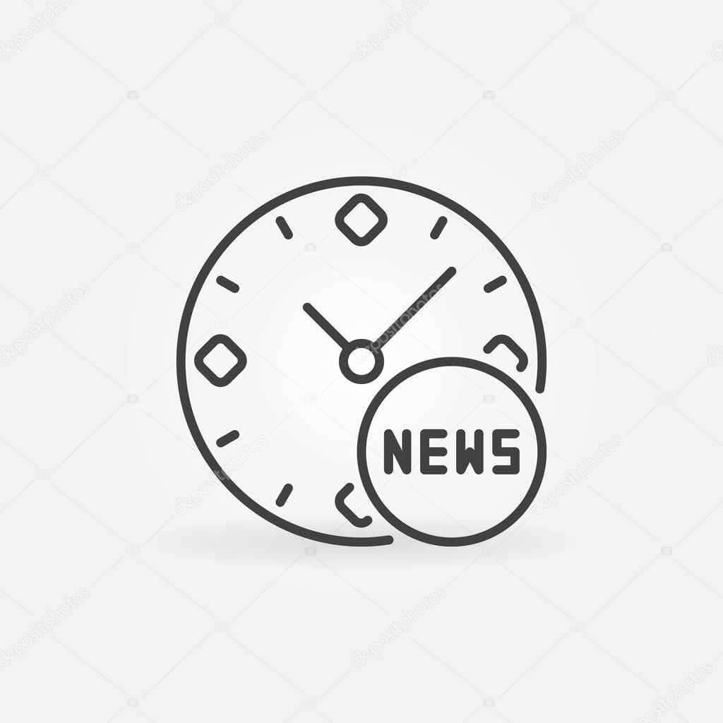 Clock with News sign vector concept icon in thin line style