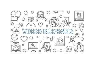 Video Blogger vektör kavramı yatay illüstrasyonuName
